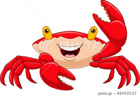Cartoon happy crab on white background 98450527