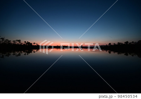 Colorful twilight over Pine Glades Lake in Everglades National Park, 98450534