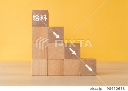 給料と書かれたブロック 98450658