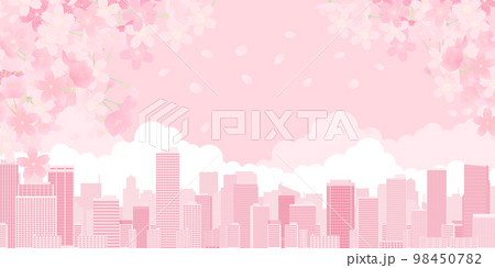 お花見 大都市 背景素材 お花見 大都市 背景素材 98450782