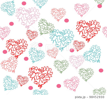 Heart line art seamless pattern 98452930