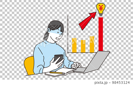 電気代高騰に驚く女性 98453124