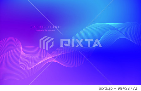 Abstract gradient background. Wave element for design. Digital frequency track equalizer. Stylized line art. Colorful shiny wave with lines created using blend tool. Curved wavy smooth stripe. Vector. 98453772