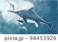 ステノプテリギウス　イルカ型魚竜　背景付き 98453926