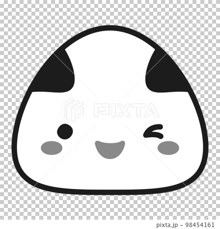 一個可愛的飯糰角色的插圖（黑白） 98454161