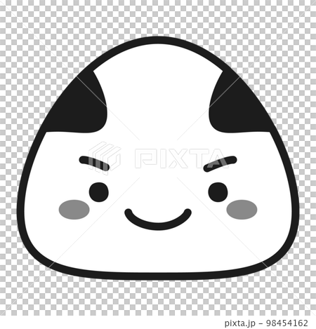 一個可愛的飯糰角色的插圖（黑白） 98454162