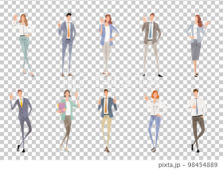 ベクターイラスト素材：OKサインを出す人物セット、ビジネス 98454889