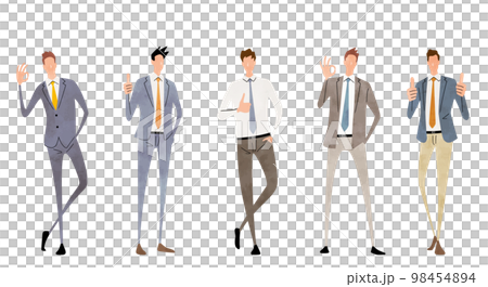 ベクターイラスト素材：OKサインを出すビジネスマン、人物セット、ビジネス 98454894