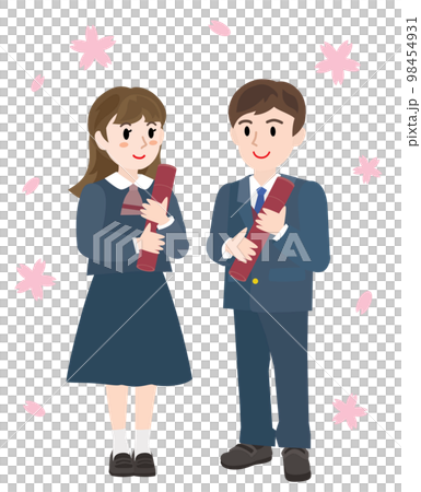 卒業式の生徒たち 卒業式の生徒たち 98454931