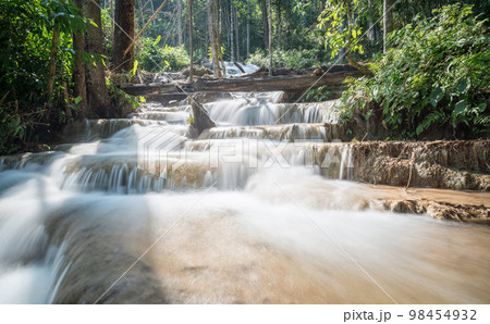 Pu Kaeng waterfall the most beautiful limestone waterfall in Chiang Rai province of Thailand. Pu Kaeng waterfall the most beautiful limestone waterfall in Chiang Rai province of Thailand. 98454932