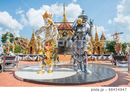 Wat Sangkaew Phothiyan the beautiful modern style temple in Chiang rai province of Thailand. 98454947