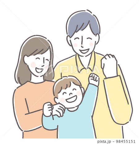 子供の成長を喜ぶ両親 98455151