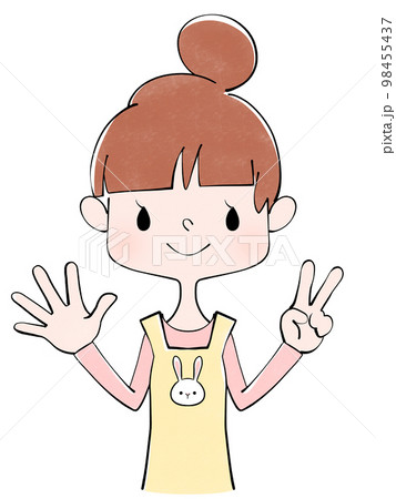 手遊びをする保育士（女性）のイラスト 98455437