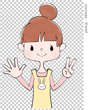 手遊びをする保育士（女性）のイラスト 98455437