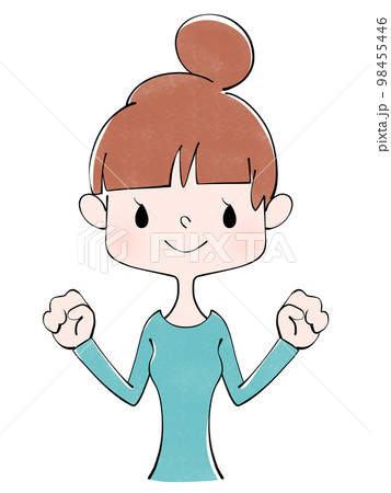 ぐーちょきぱー体操をする女性のイラスト 98455446