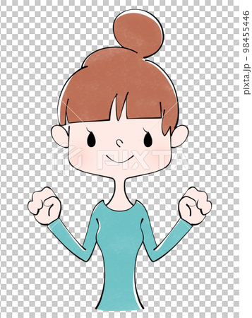 ぐーちょきぱー体操をする女性のイラスト 98455446