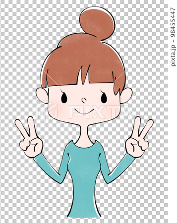 ぐーちょきぱー体操をする女性のイラスト 98455447