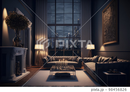 Luxury interior of hotel or apartment living room design with elegant furniture 98456826