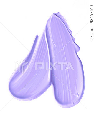 Pastel purple beauty swatch, skincare and makeup cosmetic product sample texture isolated on white background, make-up smudge, cream cosmetics smear or paint brush stroke closeup 98457613