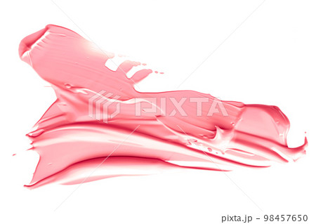 Pastel coral beauty swatch, skincare and makeup cosmetic product sample texture isolated on white background, make-up smudge, cream cosmetics smear or paint brush stroke closeup 98457650