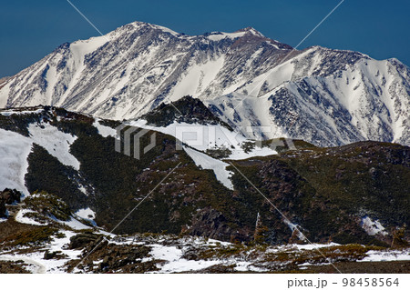 北アルプス・蝶ヶ岳から見る残雪の大天井岳と蝶槍 北アルプス・蝶ヶ岳から見る残雪の大天井岳と蝶槍 98458564