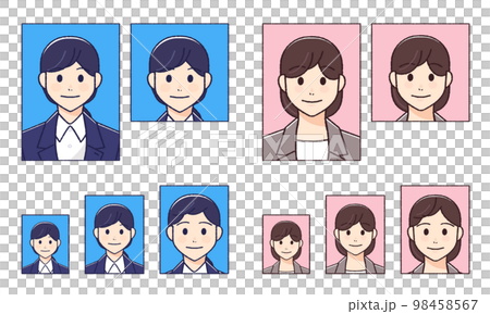 各種証明写真のイラストセット（スーツの女性たち） 98458567