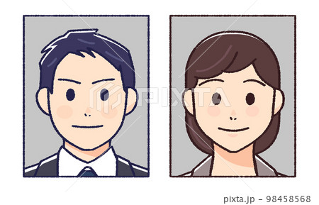 パスポート・マイナンバーカード用証明写真のイラスト( 4.5 : 3.5 ) 98458568