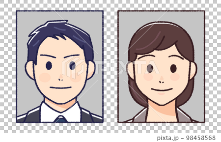 パスポート・マイナンバーカード用証明写真のイラスト( 4.5 : 3.5 ) 98458568