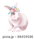 Easter bunny with daisy flowers 98459586