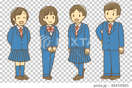 ジェンダーレス制服を着て笑顔の4人の高校生B 98459905