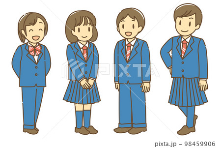 ジェンダーレス制服を着て笑顔の4人の高校生A 98459906