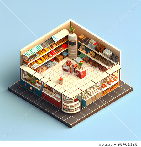 visualization of shop 3d, isometric 98461128