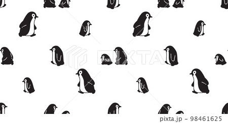 penguin seamless pattern walking duck vector bird cartoon repeat wallpaper tile background gift wrapping paper illustration design scarf isolated 98461625