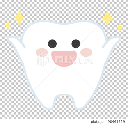 Illustration of a cute tooth rejoicing with a hand Illustration of a cute tooth rejoicing with a hand 98461859