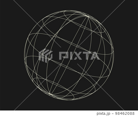 Cyber distorted shape, retro punk design element. Wireframe wave geometry shape on black background. Vector illustration Cyber distorted shape, retro punk design element. Wireframe wave geometry shape on black background. Vector illustration 98462088