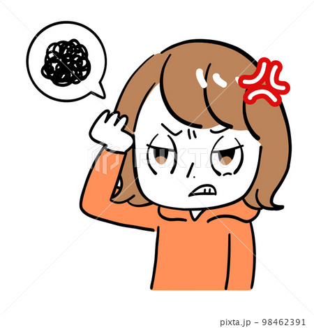 女性　怒る　頭を抱える 98462391