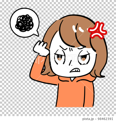 女性　怒る　頭を抱える 98462391