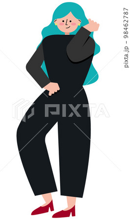 髪の毛の調子が良くてご機嫌な女性のイラスト 98462787
