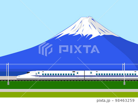 富士山の前を走行する東海道新幹線の車両 富士山の前を走行する東海道新幹線の車両 98463259