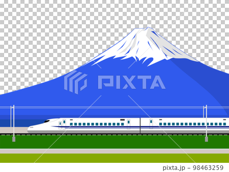 富士山の前を走行する東海道新幹線の車両 富士山の前を走行する東海道新幹線の車両 98463259