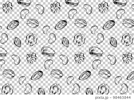 各種堅果背景_單色線描 各種堅果背景_單色線描 98463844