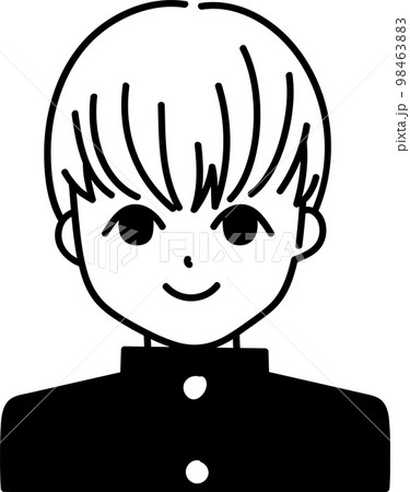 マッシュヘアの男子学生のアイコン　モノクロ 98463883
