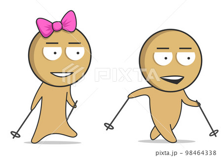 Boy and girl walking down the road together 98464338