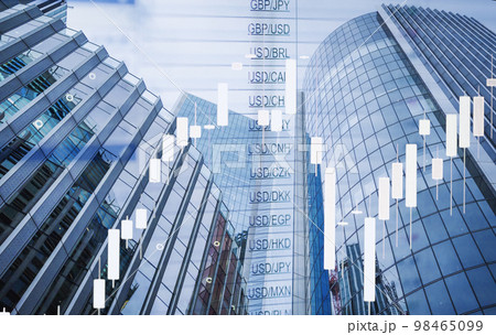 Stock market changes, business chart with changing lines and numbers. Double exposure with building skyscrapers in London City financial. Concept of forex and online trading Stock market changes, business chart with changing lines and numbers. Double exposure with building skyscrapers in London City financial. Concept of forex and online trading 98465099