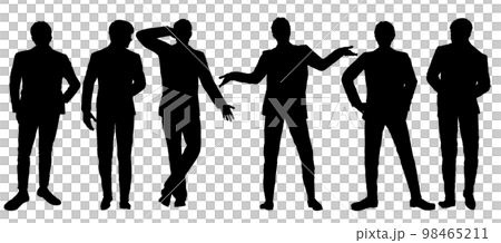 各種姿勢的商人多人全身正面剪影6人 98465211