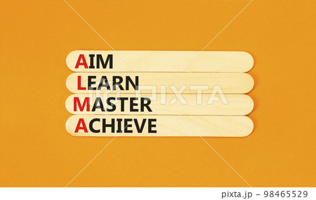 ALMA aim learn master achieve symbol. Concept words ALMA aim learn master achieve on wooden stick on beautiful orange background. Business ALMA aim learn master achieve concept. Copy space. ALMA aim learn master achieve symbol. Concept words ALMA aim learn master achieve on wooden stick on beautiful orange background. Business ALMA aim learn master achieve concept. Copy space. 98465529