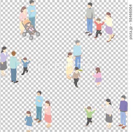 Isometric family family person male female couple illustration material 98466064