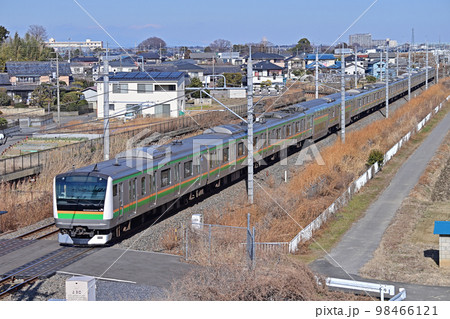 東北本線　栗橋ー東鷲宮　JR東日本　E233系3000番台　E-03編成（国府津） 98466121