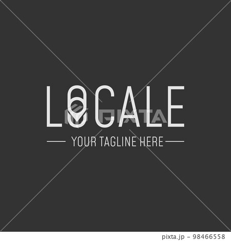 Letter or word LOCALE sans serif font with place or location image graphic icon logo design abstract concept vector stock. Can be used as a symbol related to position or wordmark. 98466558