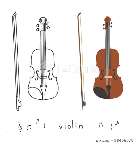 バイオリンの手描きイラストセット 98466679